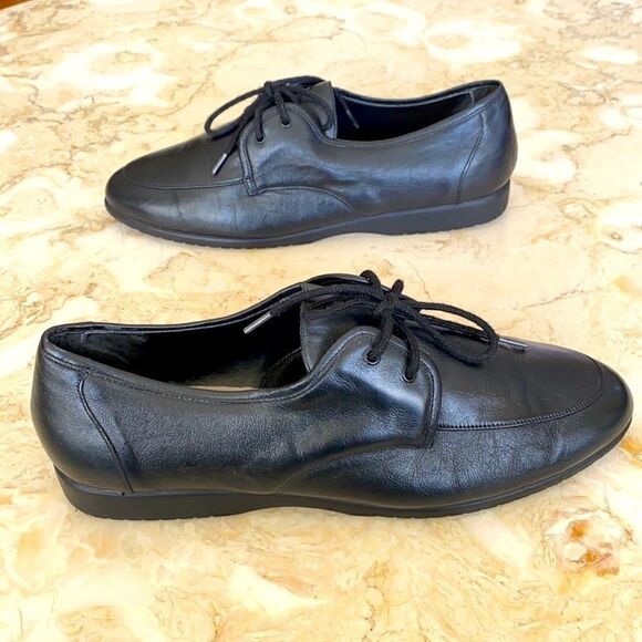 Grasshoppers Black Leather Lace Up Oxfords Shoes - Picture 3 of 11
